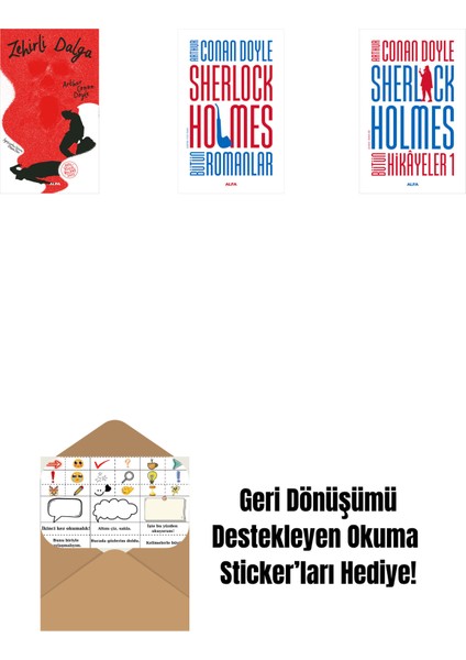 Zehirli Dalga + Sherlock Holmes - Bütün Romanlar (Ciltli) + Sherlock Holmes - Bütün Hikayeler 1 (Ciltli) + Okuma Sticker'ları