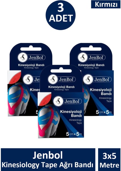 Kinesio Bandı 5 cm x 5 M - Kırmızı 3 Adet
