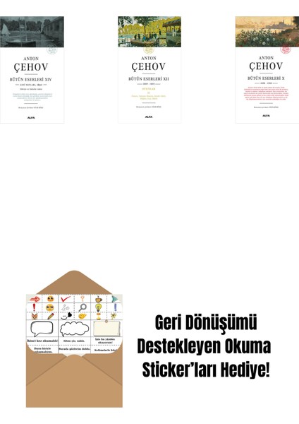 Anton Çehov Bütün Eserleri 14 + Anton Çehov Bütün Eserleri 12 + Anton Çehov Bütün Eserleri 10 + Okuma Sticker'ları