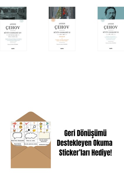 Anton Çehov Bütün Eserleri 14 + Anton Çehov Bütün Eserleri 11 + Anton Çehov Bütün Eserleri 9 (Ciltli) + Okuma Sticker'ları