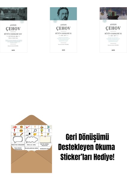 Anton Çehov Bütün Eserleri 14 + Anton Çehov Bütün Eserleri 9 (Ciltli) + Anton Çehov Bütün Eserleri 9 + Okuma Sticker'ları