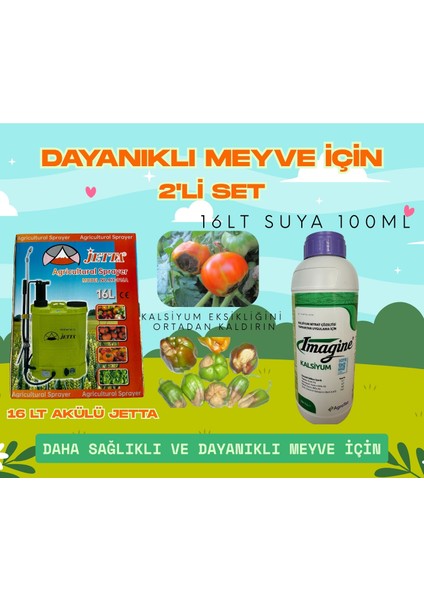 16LT Akülü Sırt Pompası + Kalsiyum Yaprak ve Toprak Gübresi(1lt)