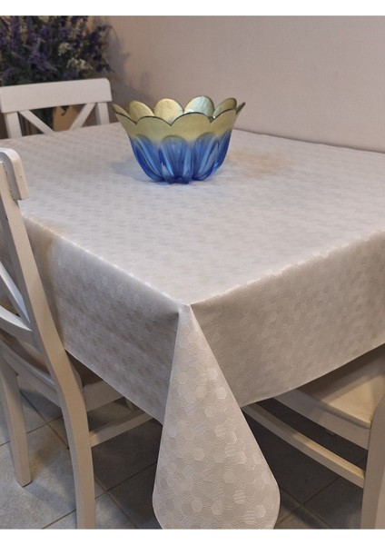 Elyaflı Pvc Muşamba - Desenli Silinebilir Masa Örtüsü ( Beyaz)