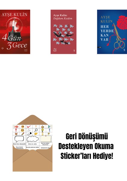 4 Gün 3 Gece + Everest Açıkhava 19 - Doğdum. Kızdım + Her Yerde Kan Var (Ciltli) + Okuma Sticker'ları