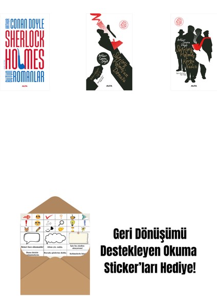 Sherlock Holmes - Bütün Romanlar (Ciltli) + Sherlock Holmes'un Dönüşü + Sherlock Holmes - Korku Vadisi + Okuma Sticker'ları