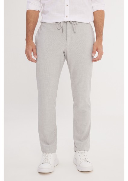 Comfort Fit Rahat Kesim Yan Cepli Desenli Beli Lastikli Pantolon
