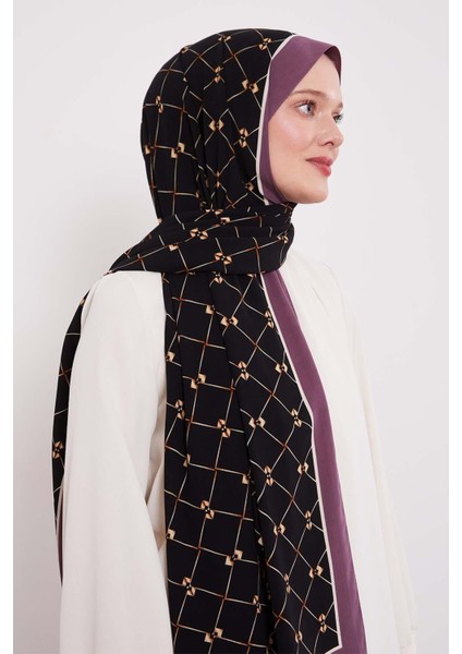 Mor Varaklı Baklava Desen Medine Ipeği Şal fiyatları