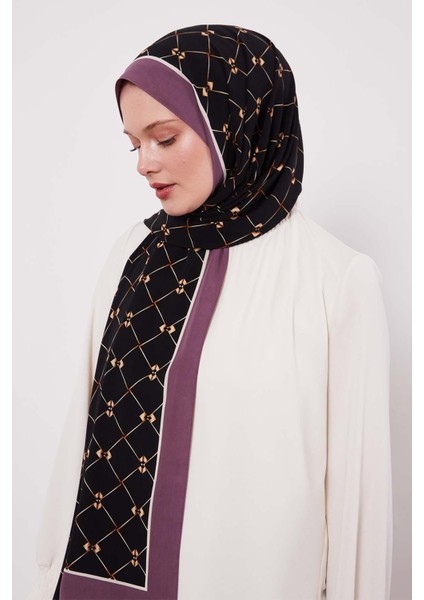 Mor Varaklı Baklava Desen Medine Ipeği Şal modelleri