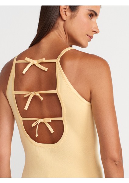 10772 Askılı Fiyonk Detaylı Triko Bluz-Sarı fırsatları