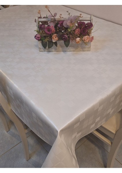 Elyaflı Pvc Muşamba - Desenli Silinebilir Masa Örtüsü ( Beyaz) modelleri