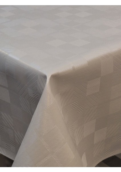 Elyaflı Pvc Muşamba - Desenli Silinebilir Masa Örtüsü ( Beyaz)