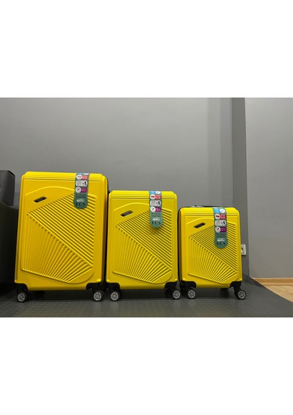 Luxury Sarı 3'lü Pp Valiz Seti