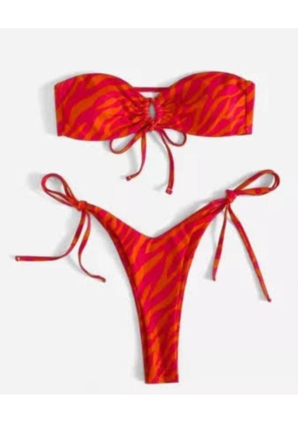 Straplez Bikini, Bikini, Plaj Giyim, Brezilyan Kesim Bikini, Bağlama Detaylı Bikini