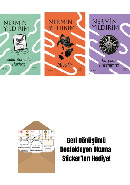 Saklı Bahçeler Haritası (Ciltli) + Misafir (Ciltli) + Rüyalar Anlatılmaz + Okuma Sticker'ları