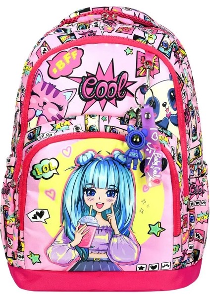 Yigit Butik Anime Karakter Baskılı Üçlü Kız Çocuk Ilkokul Çantası Seti