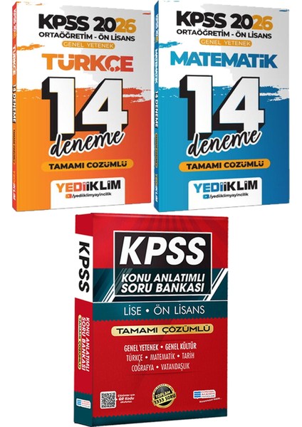 2026 Kpss Ortaöğretim Ön Lisans Türkçe Matematik 14 Deneme - Lise Önlisans Konu Ant. Soru