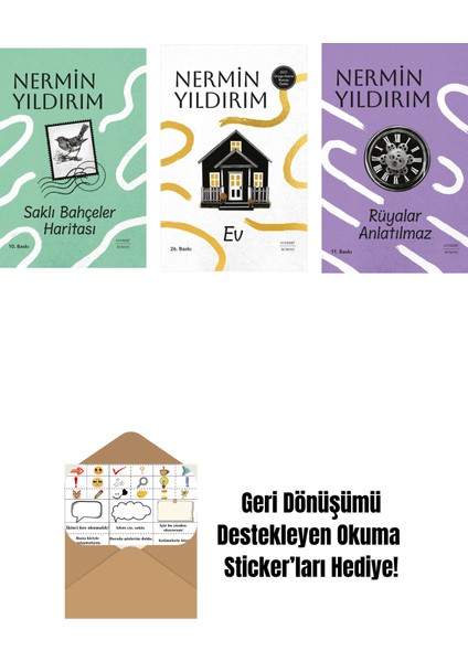 Saklı Bahçeler Haritası (Ciltli) + Ev (Ciltli) + Rüyalar Anlatılmaz (Ciltli) + Okuma Sticker'ları