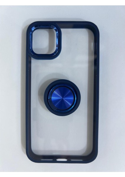 Iphone 11 Yüzüklü Sert Silikon Mavi Kılıf