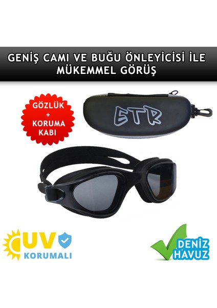 Yetişkin Deniz Havuz Yüzücü Gözlüğü Seti (Gözlük+Gözlük Kabı)