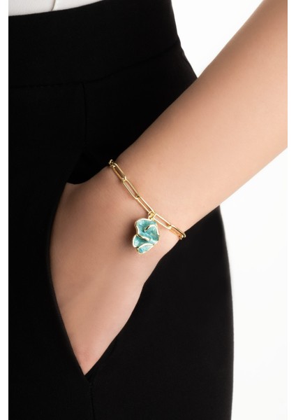 Venedik Çiçeği 18 Ayar Sarı Altın Kaplama 19 cm Gümüş Zincir Bileklik fiyatları