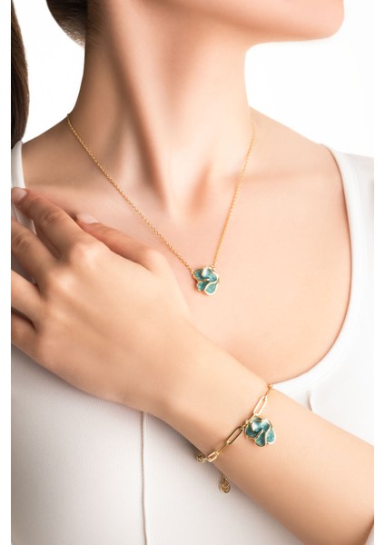 Venedik Çiçeği 18 Ayar Sarı Altın Kaplama 19 cm Gümüş Zincir Bileklik indirimleri