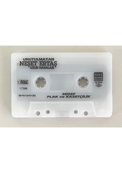 Neşet Ertaş Unutulmayan Uzun Havaları Kaset (Kartonet Yoktur Sadece Kasettir Dönem Baskı Kaset)