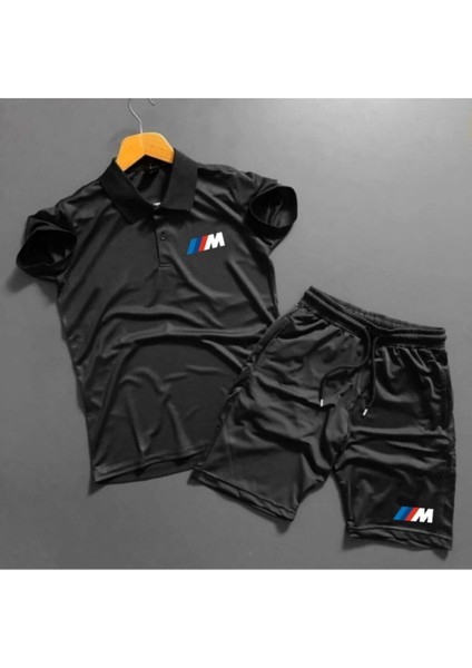 Unisex M Sport Baskılı Kısa Kollu T-Shirt Şortlu Eşofman Takımı