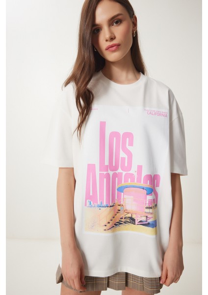 Baskılı Pamuklu Oversize Örme T-Shirt modelleri