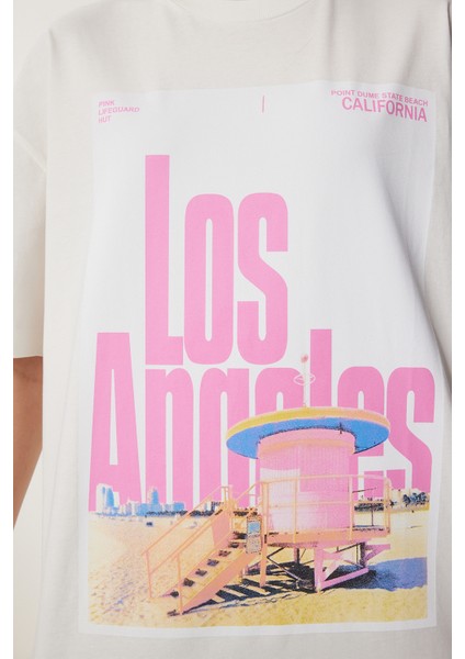 Baskılı Pamuklu Oversize Örme T-Shirt fırsatları