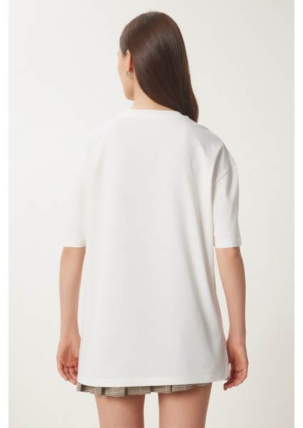 Baskılı Pamuklu Oversize Örme T-Shirt indirimleri