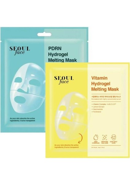 Pdrn Hydrojel Eriyen Maske Nemlendirici Şeffaf Jel Maske 34 Gr. ve Vitamin Eriyen Maske 34 Gr.