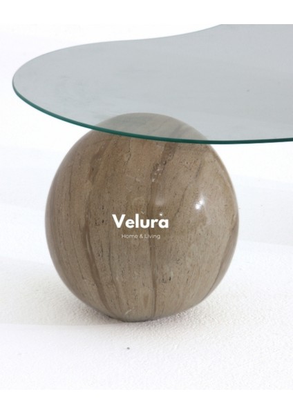 Modern Orta Sehpa & Top Sehpa Cam Sehpa & Küre Orta Sehpa - Taş Desen - Fasulye - Şeffaf Cam fiyatları