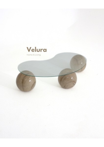 Modern Orta Sehpa & Top Sehpa Cam Sehpa & Küre Orta Sehpa - Taş Desen - Fasulye - Şeffaf Cam modelleri