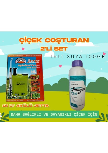 16 Lt Akülü Sırt Pompası + Çiçek Coşturan Fosfor Yaprak ve Toprak Gübresi