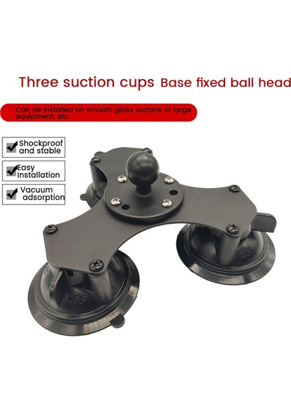 Ballhead Araba Penceresi Twist-Lock Üçlü Vakumlu Taban Amps Delikli Top Montajlı Gopro Kamera Akıllı Telefon (Yurt Dışından)