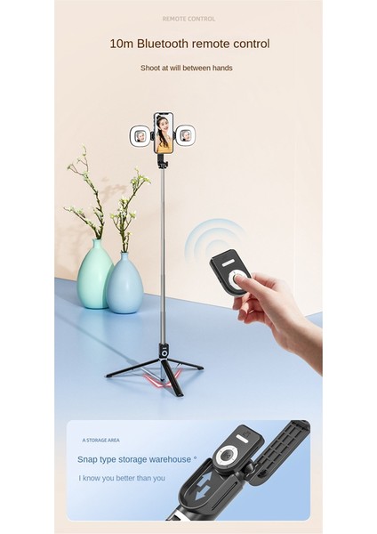 1.7m Tripod Bluetooth Uzaktan Kumanda Selfie Çubuğu Kamera Telefon Tutucu Kablosuz Paslanmaz Çelik Teleskopik Çubuk (Yurt Dışından) indirimleri