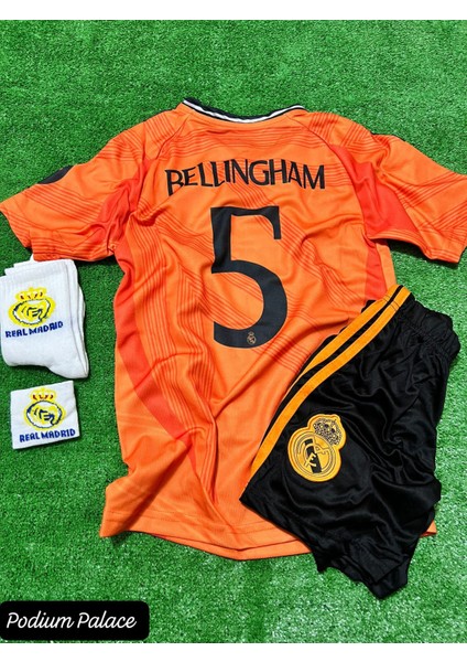 2025/26 Real Madrid Yeni Sezon Jude B.e.ll.i.n.g.h.a.m Iç Saha Çocuk Forması 4'lü SET(TURUNCU)ZYN266