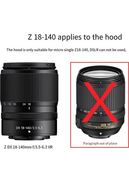 Nikon Z Dx 18-140MM F/3.5-6.3 Vr, 18-140 F3.5-6.3 Vr Aynasız Için HB101 Lens Parasoley Güneşliği (Yurt Dışından) indirimleri