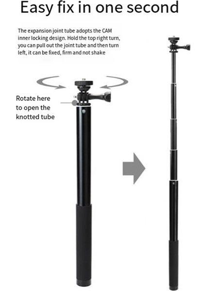 Lenvee 360 Spor Kamerası Gopro Genişletilmiş El Tipi Çubuk Genişletilmiş Alüminyum Alaşımlı Selfie Çubuğu Cep Telefonu Canlı Destek Çubuğu (Yurt Dışından)