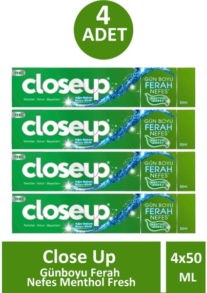 Günboyu Ferah Nefes Menthol Fresh 50 ml 4 Adet