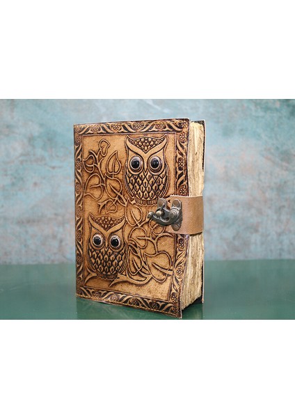 Baykuşlu Deri Defter Model 1