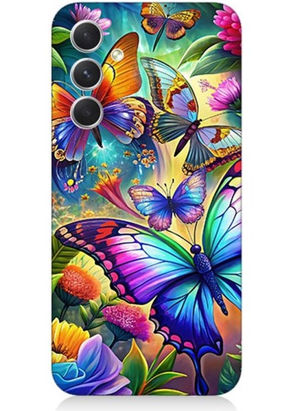 Samsung Galaxy A05S Uyumlu Çiçekler Arasında Kelebekler Desenli Silikon Kılıf