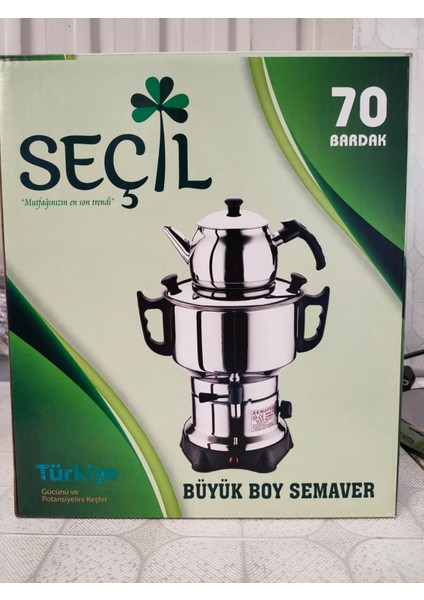 70 Bardak Paslanmaz Çelik Elektrikli Termostatlı Semaver – Enerji Tasarruflu Çay Kazanı