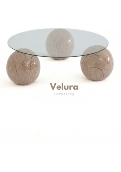 Modern Orta Sehpa & Top Sehpa Cam Sehpa & Küre Orta Sehpa - Uranüs - Yuvarlak - Şeffaf Cam