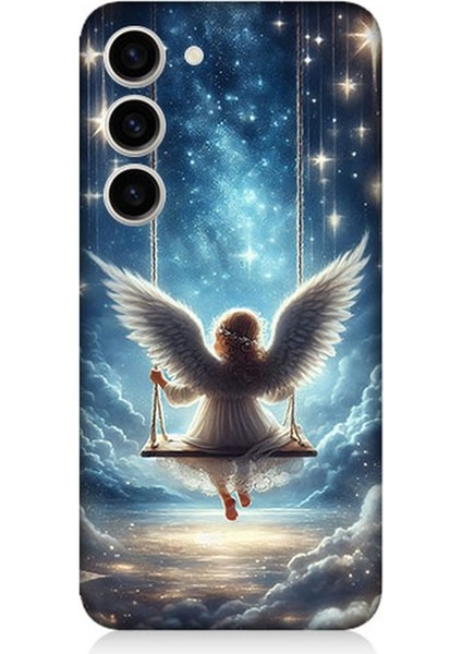 Samsung Galaxy S23 Uyumlu Yıldızlarla Salıncakta Melek Desenli Silikon Kılıf