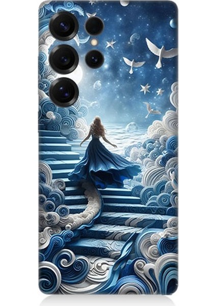 Samsung Galaxy S25 Ultra Uyumlu Gökyüzü Merdiveni Kadın Desenli Silikon Kılıf