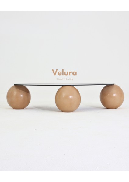 Modern Orta Sehpa & Top Sehpa Cam Sehpa & Küre Orta Sehpa - Açık Ceviz Top - Fasulye - Füme Cam fiyatları