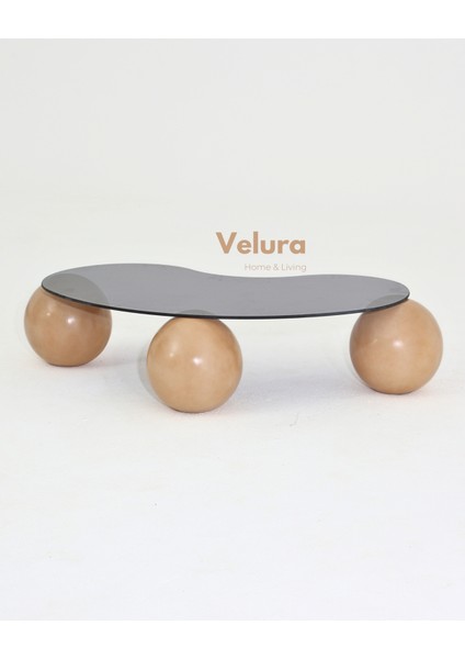 Modern Orta Sehpa & Top Sehpa Cam Sehpa & Küre Orta Sehpa - Açık Ceviz Top - Fasulye - Füme Cam modelleri