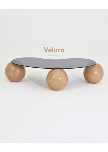 Modern Orta Sehpa & Top Sehpa Cam Sehpa & Küre Orta Sehpa - Açık Ceviz Top - Fasulye - Füme Cam indirimleri