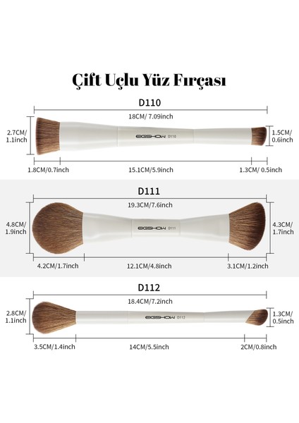 Eıgshow 3 Parça (Çift Taraflı) Profosyonel Fırça Seti modelleri